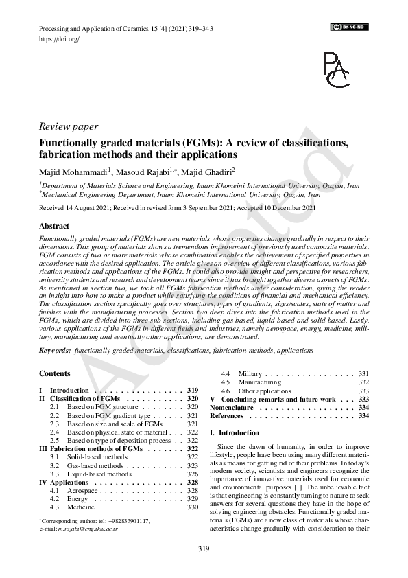 (PDF) Review paper Functionally graded materials (FGMs): A review of ...