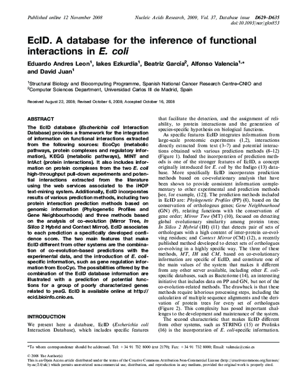 (PDF) EcID. A database for the inference of functional