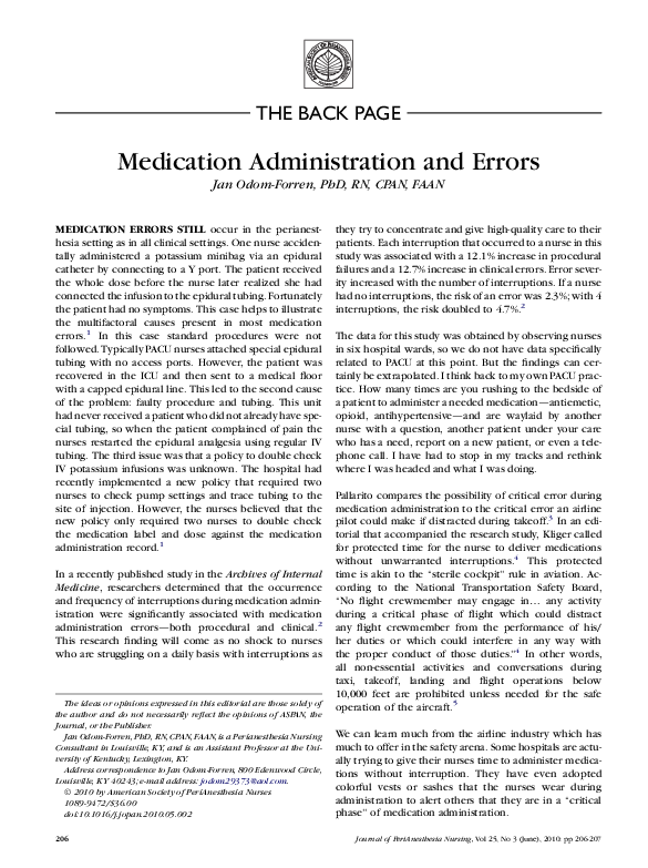 (PDF) Medication Administration and Errors