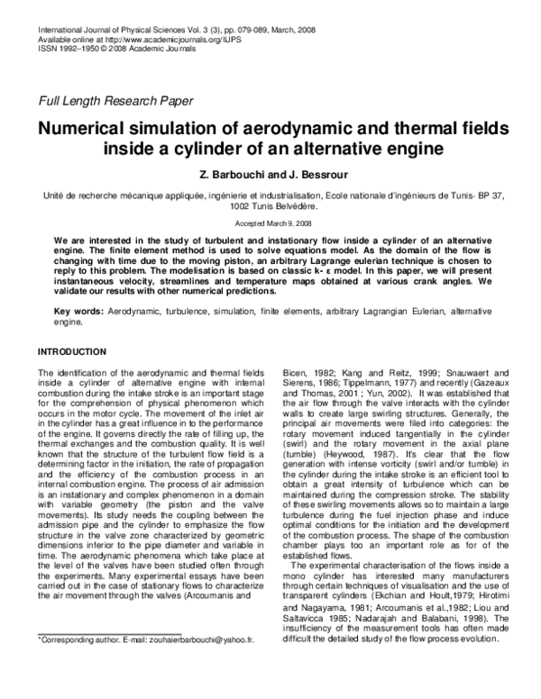 (PDF) Numerical simulation of aerodynamic and thermal fields inside a ...