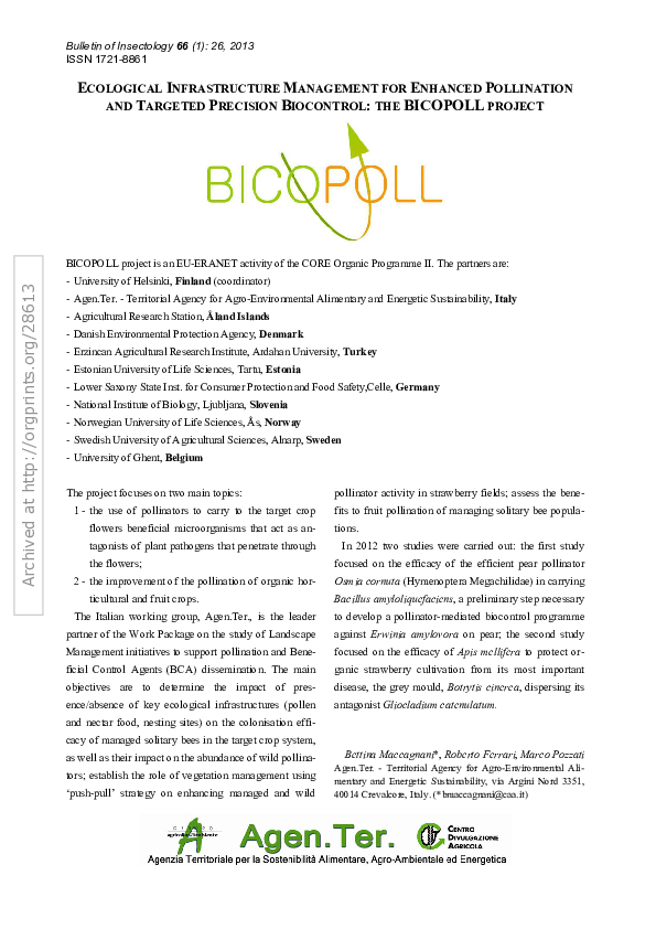 (PDF) ECOLOGICAL Infrastructure Management Enhanced Pollination and ...