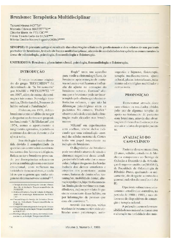 Bruxismo: terapêutica multidisciplinar