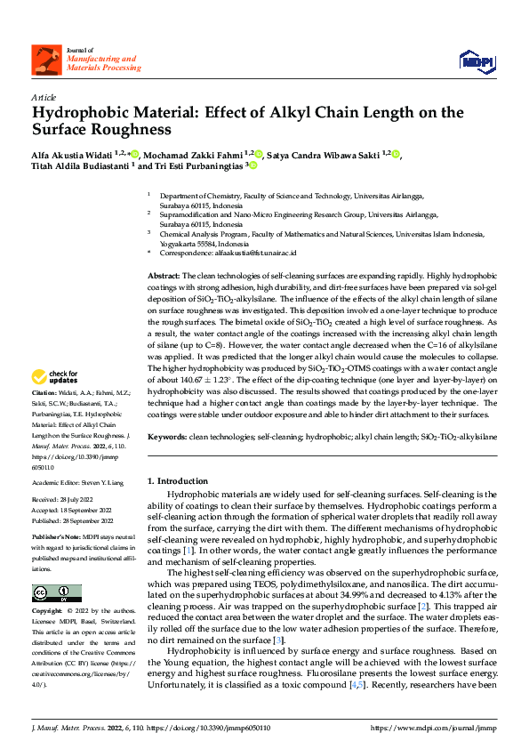 (PDF) Hydrophobic Material: Effect of Alkyl Chain Length on the Surface ...