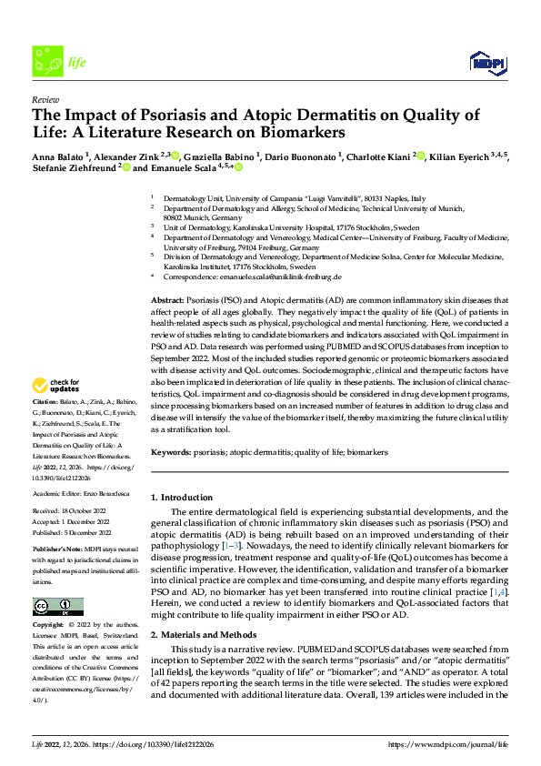 (PDF) The Impact of Psoriasis and Atopic Dermatitis on Quality of Life ...