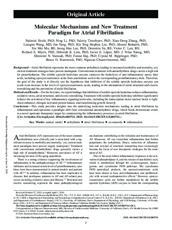 (PDF) Molecular Mechanisms and New Treatment Paradigm for Atrial ...