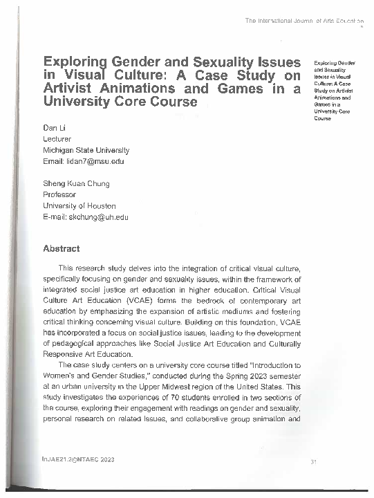 (PDF) Exploring Gender and Sexuality Issues in Visual Culture