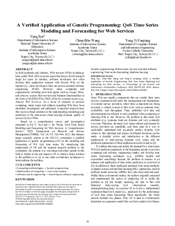 (PDF) A verified application of genetic programming