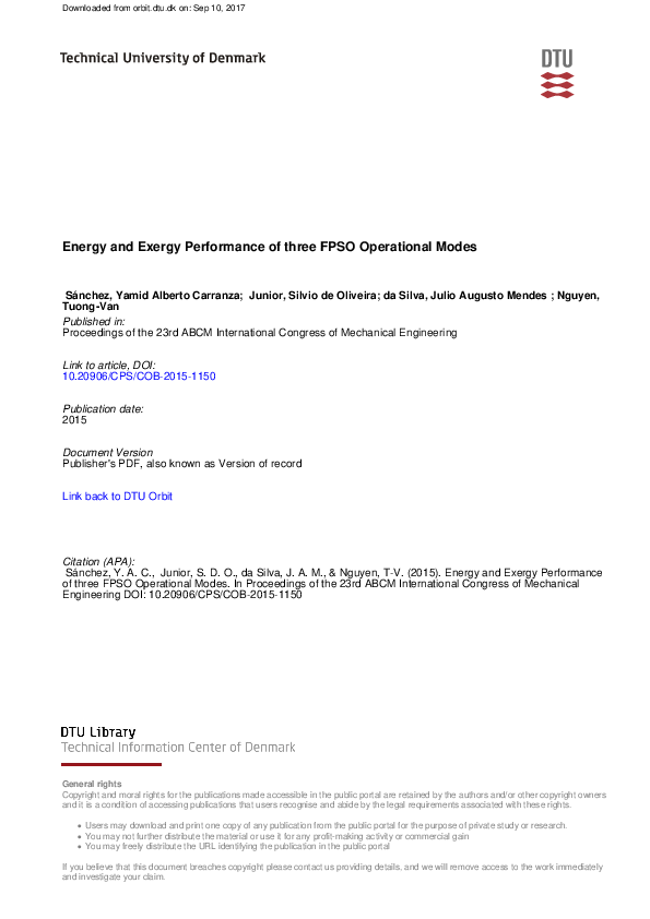 (PDF) Energy and Exergy Performance of Three Fpso Operational Modes