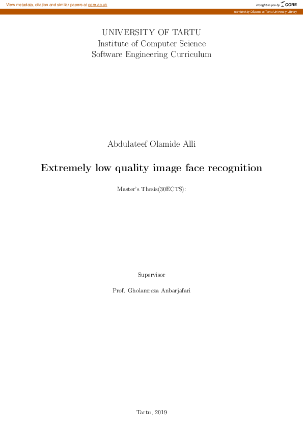 (PDF) Extremely Low Quality Image Face Recognition