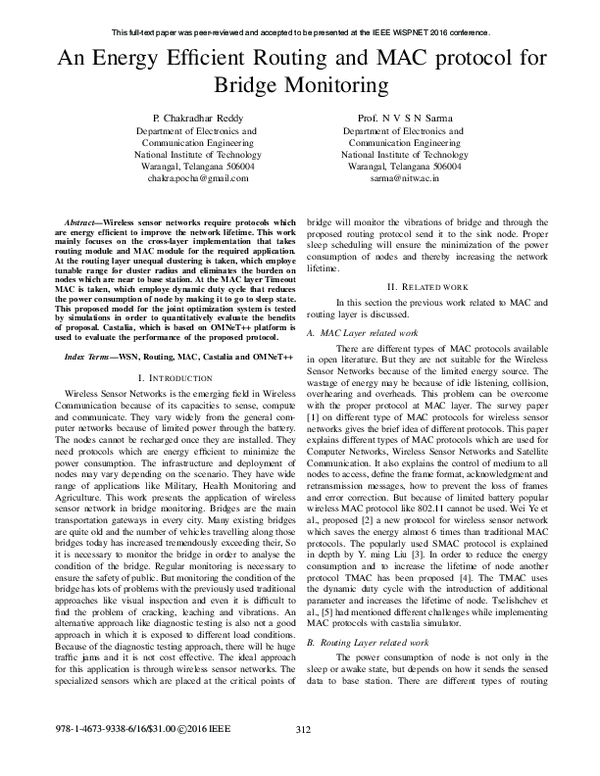 (PDF) An energy efficient routing and MAC protocol for Bridge Monitoring