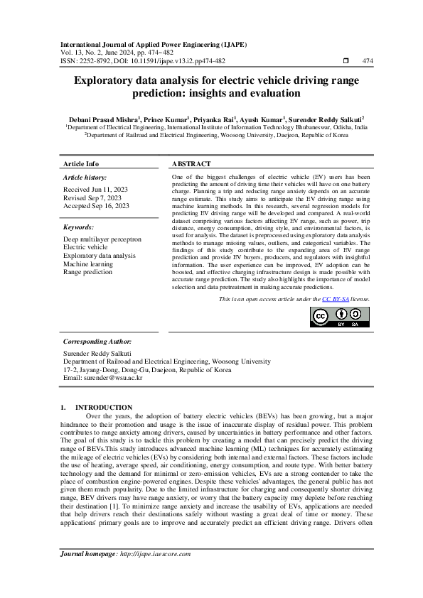(PDF) Exploratory data analysis for electric vehicle driving range