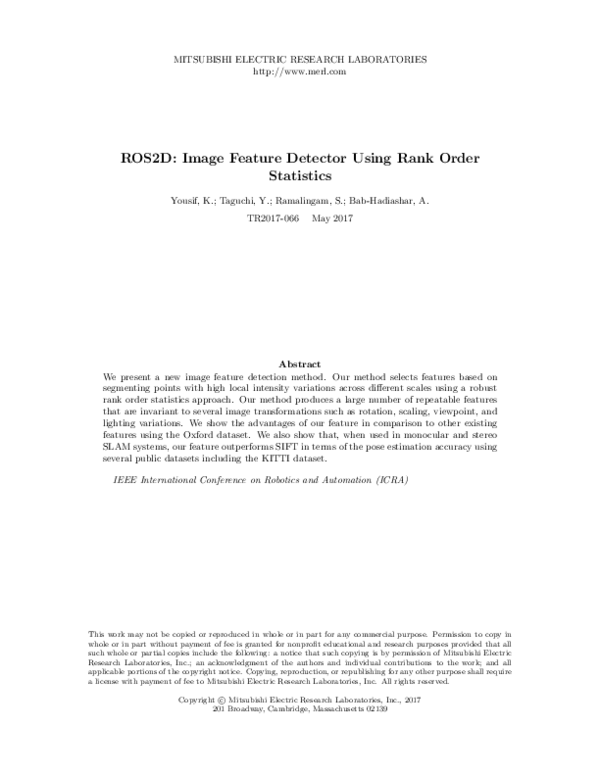 (PDF) ROS2D: Image feature detector using rank order statistics