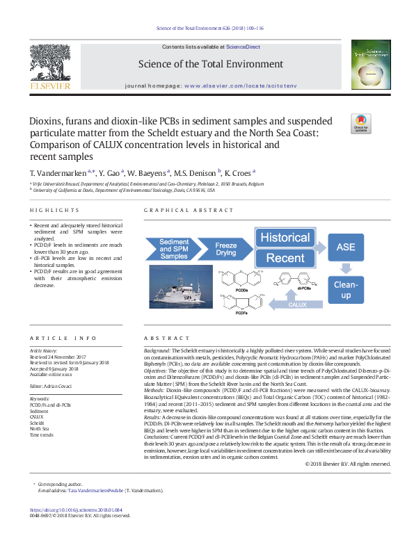 (PDF) Dioxins, furans and dioxin-like PCBs in sediment samples and ...