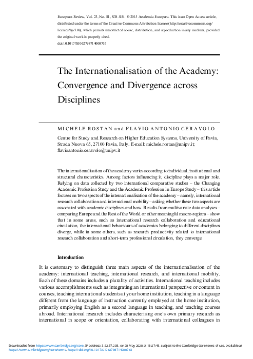 (PDF) The Internationalisation of the Academy: Convergence and ...