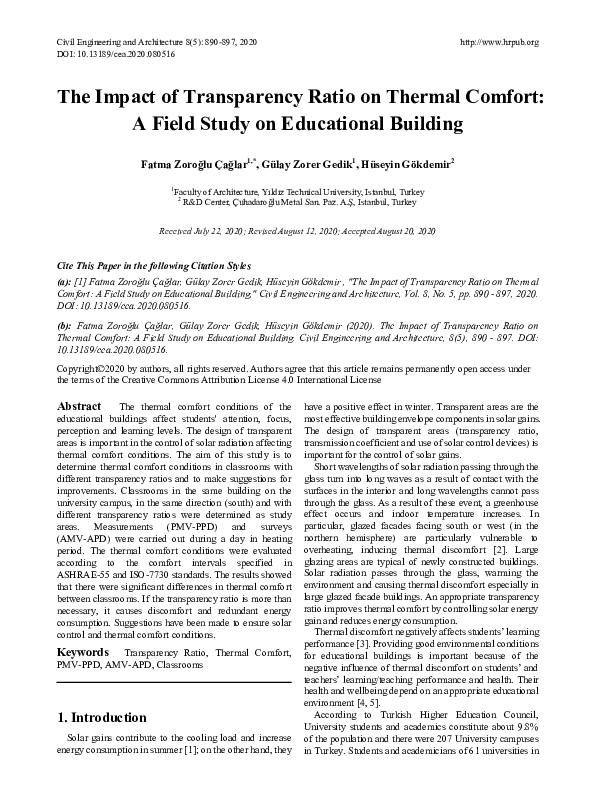 (PDF) The Impact of Transparency Ratio on Visual Comfort: A Field Study ...