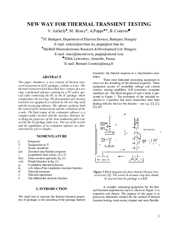(PDF) 1 New Way for Thermal Transient Testing