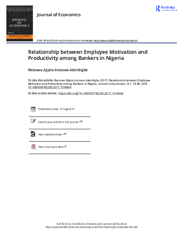 (PDF) Relationship Between Employee Motivation And Performance Of The ...