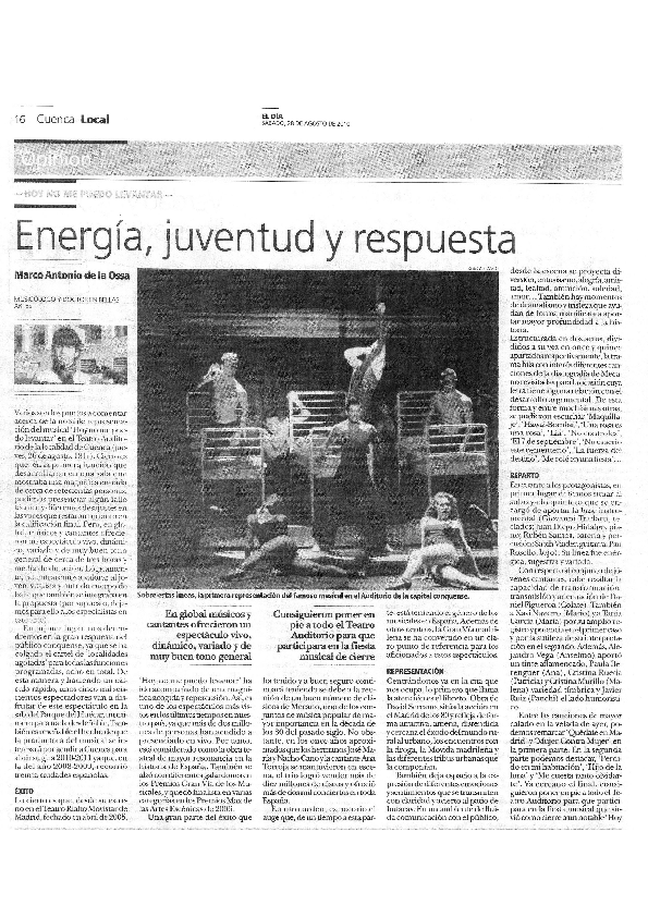 (PDF) Energía, juventud y respuesta [crítica del musical 'Hoy no me ...