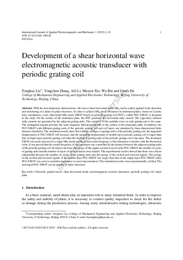 (PDF) Development of a shear horizontal wave electromagnetic acoustic ...