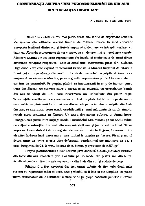 Consideraţii asupra unei podoabe elenistice din aur din „Colecţia Orghidan”