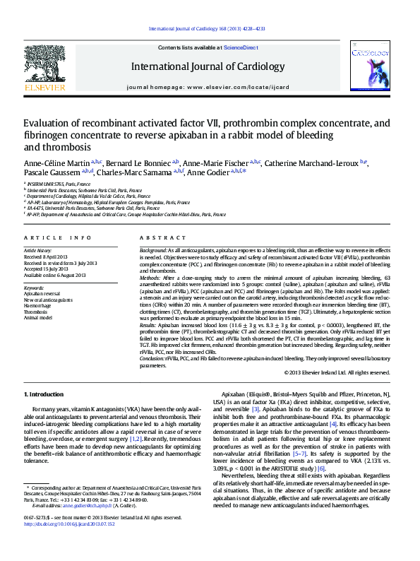 (PDF) Evaluation of recombinant activated factor VII, prothrombin ...