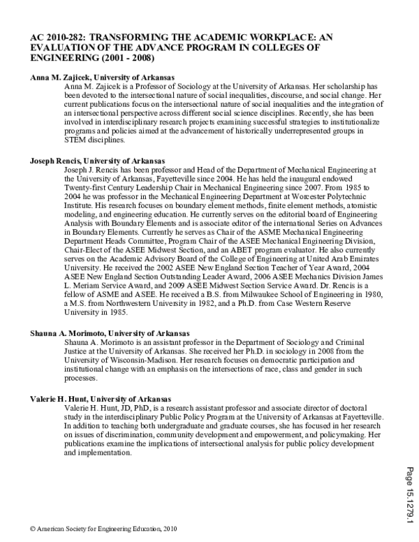 (PDF) Transforming The Academic Workplace: An Evaluation Of The Advance ...