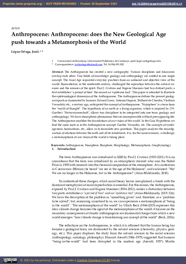 (PDF) Anthropocene: Does the New Geological Age push towards a ...