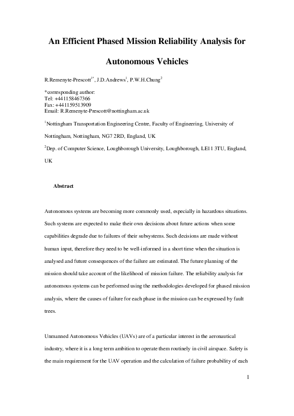 (PDF) An efficient phased mission reliability analysis for autonomous ...