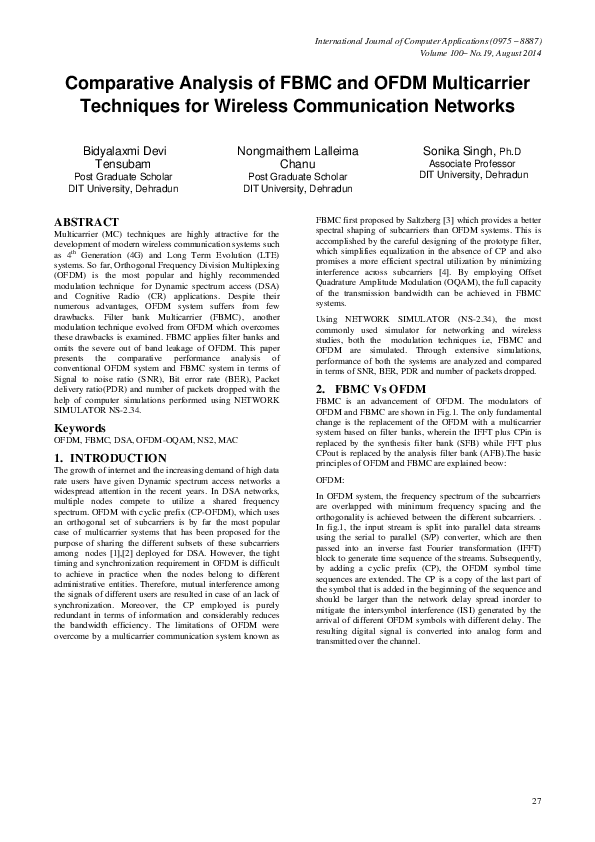 (PDF) Comparative Analysis of FBMC and OFDM Multicarrier Techniques for ...