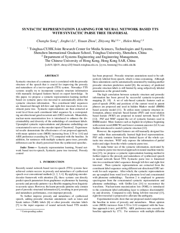 (PDF) Syntactic Representation Learning For Neural Network Based TTS ...
