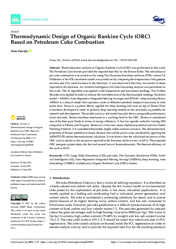 (PDF) Thermodynamic Design of Organic Rankine Cycle (ORC) Based on ...