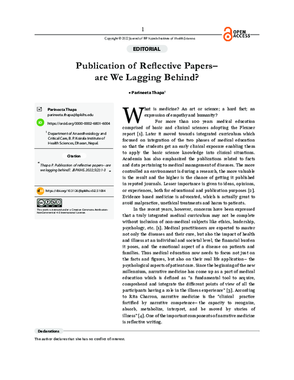 (PDF) Publication of Reflective Papers– are we Lagging Behind?