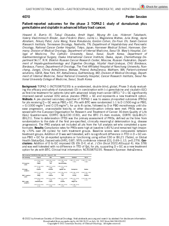 (PDF) Patient-reported outcomes for the phase 3 TOPAZ-1 study of ...