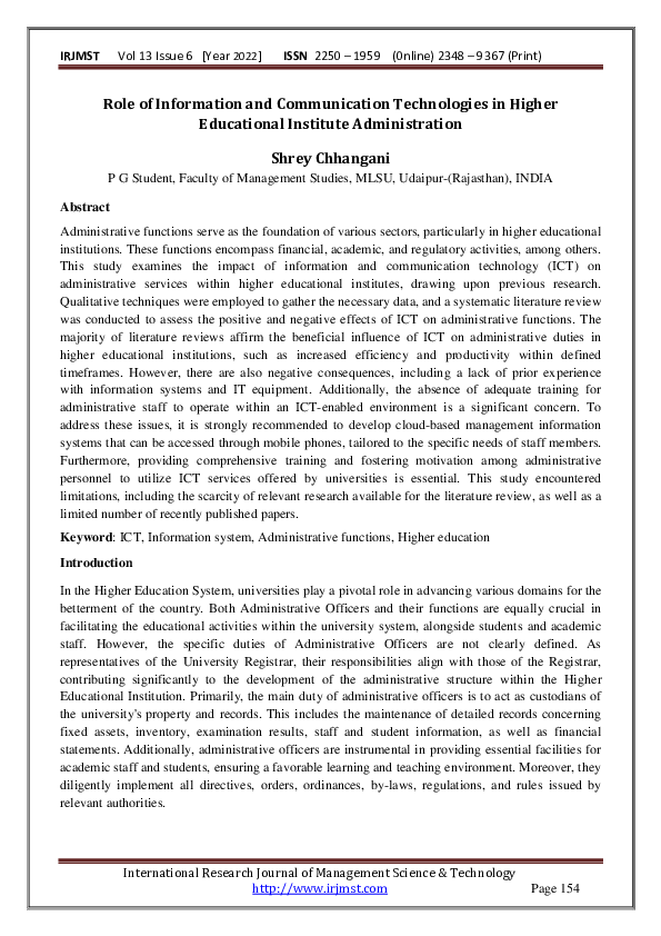 (PDF) Role of Information and Communication Technologies in Higher ...