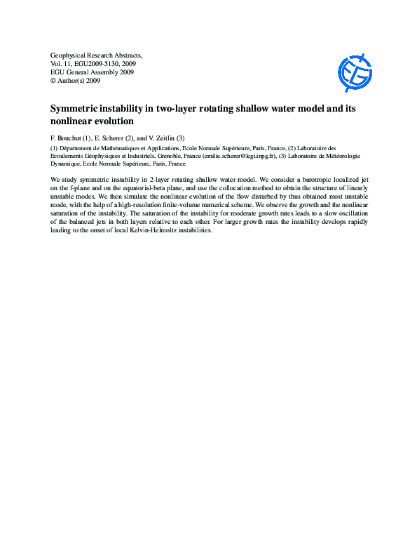 (PDF) Symmetric instability in two-layer rotating shallow water model ...
