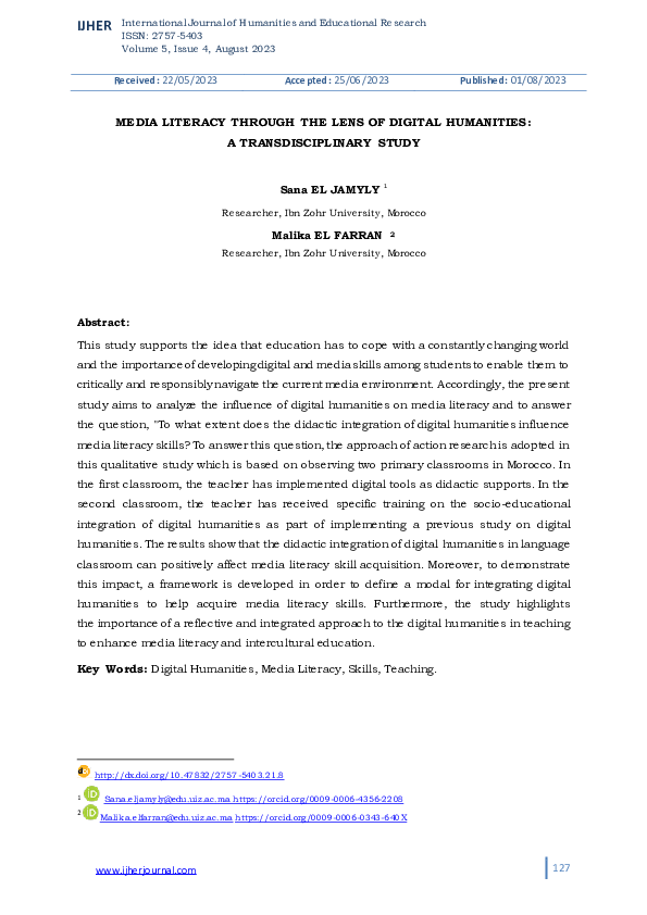 (PDF) Media literacy through the lens of digital humanities a ...