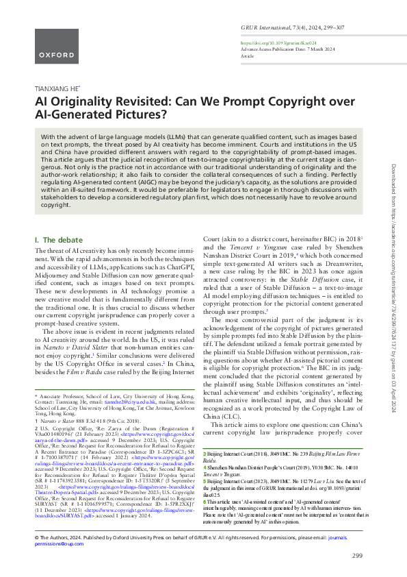 (PDF) AI Originality Revisited: Can We Prompt Copyright over AI ...