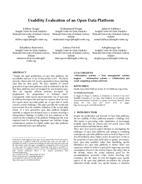 (PDF) Usability Evaluation of an Open Data Platform