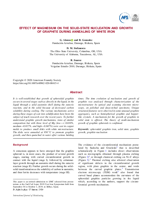 (PDF) Effect of Magnesium on the Solid-State Nucleation and Growth of ...