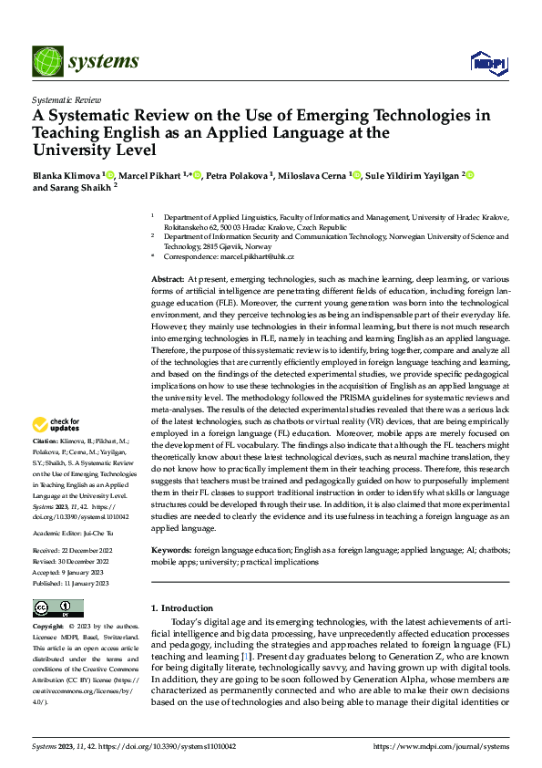 (PDF) A Systematic Review on the Use of Emerging Technologies in ...