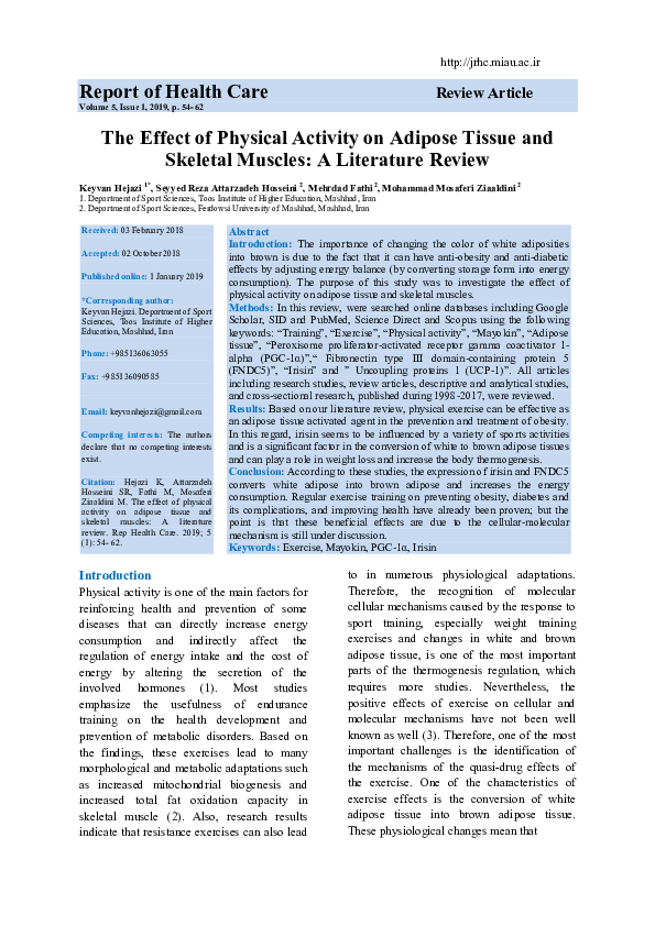 (PDF) The Effect of Physical Activity on Adipose Tissue and Skeletal ...