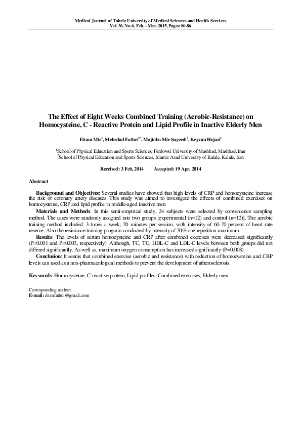 (PDF) The Effect of Eight Weeks Combined Training (Aerobic-Resistance ...