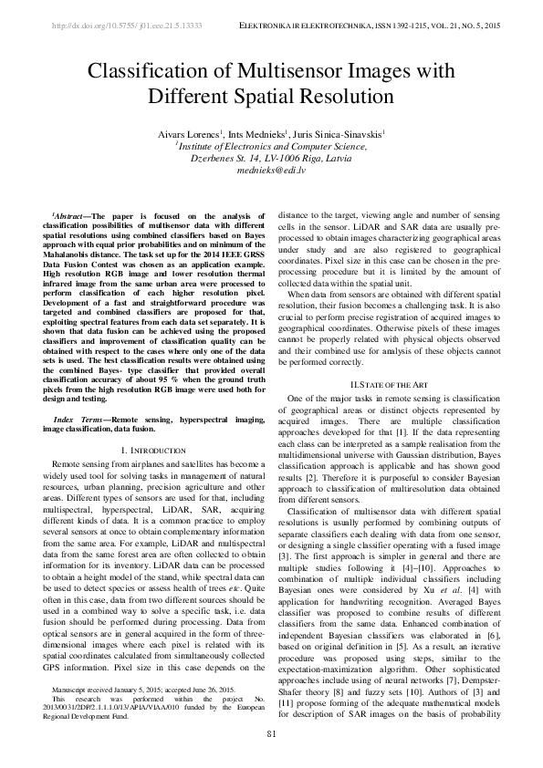 (PDF) Classification of Multisensor Images with Different Spatial ...