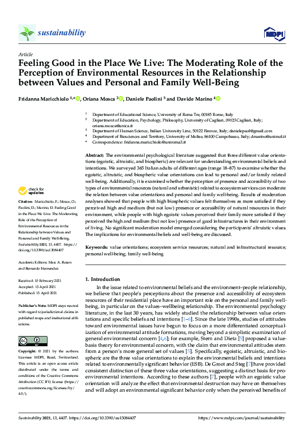 (PDF) Feeling Good in the Place We Live: The Moderating Role of the ...