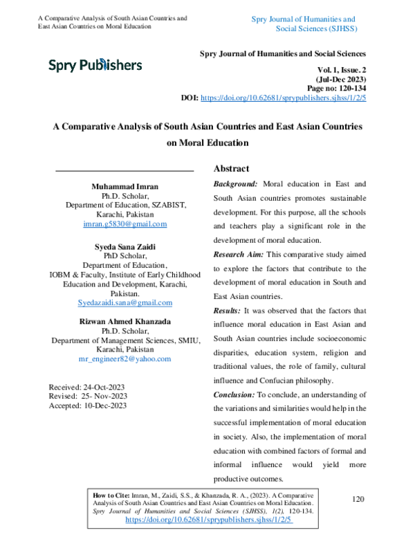 (PDF) A Comparative Analysis of South Asian Countries and East Asian ...
