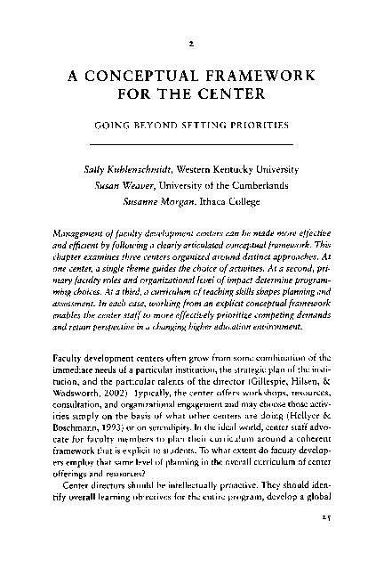 (PDF) 2: A Conceptual Framework for the Center