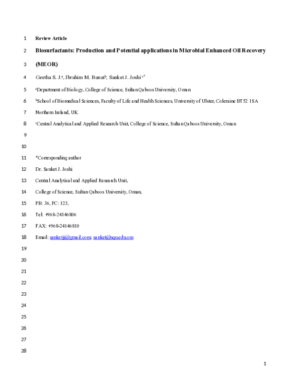 (PDF) Biosurfactants: Production and potential applications in ...
