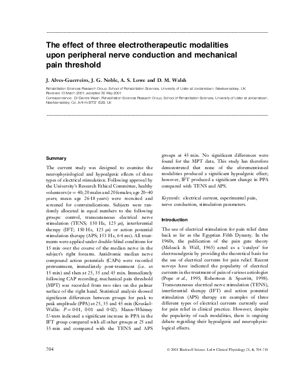 (PDF) The effect of three electrotherapeutic modalities upon peripheral ...
