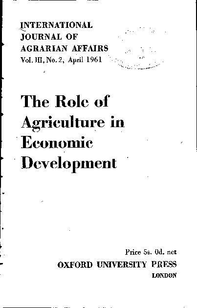 (PDF) The Role of Agriculture in Economic Development
