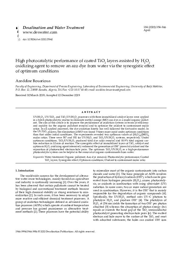 (PDF) High photocatalytic performance of coated TiO2 layers assisted by ...